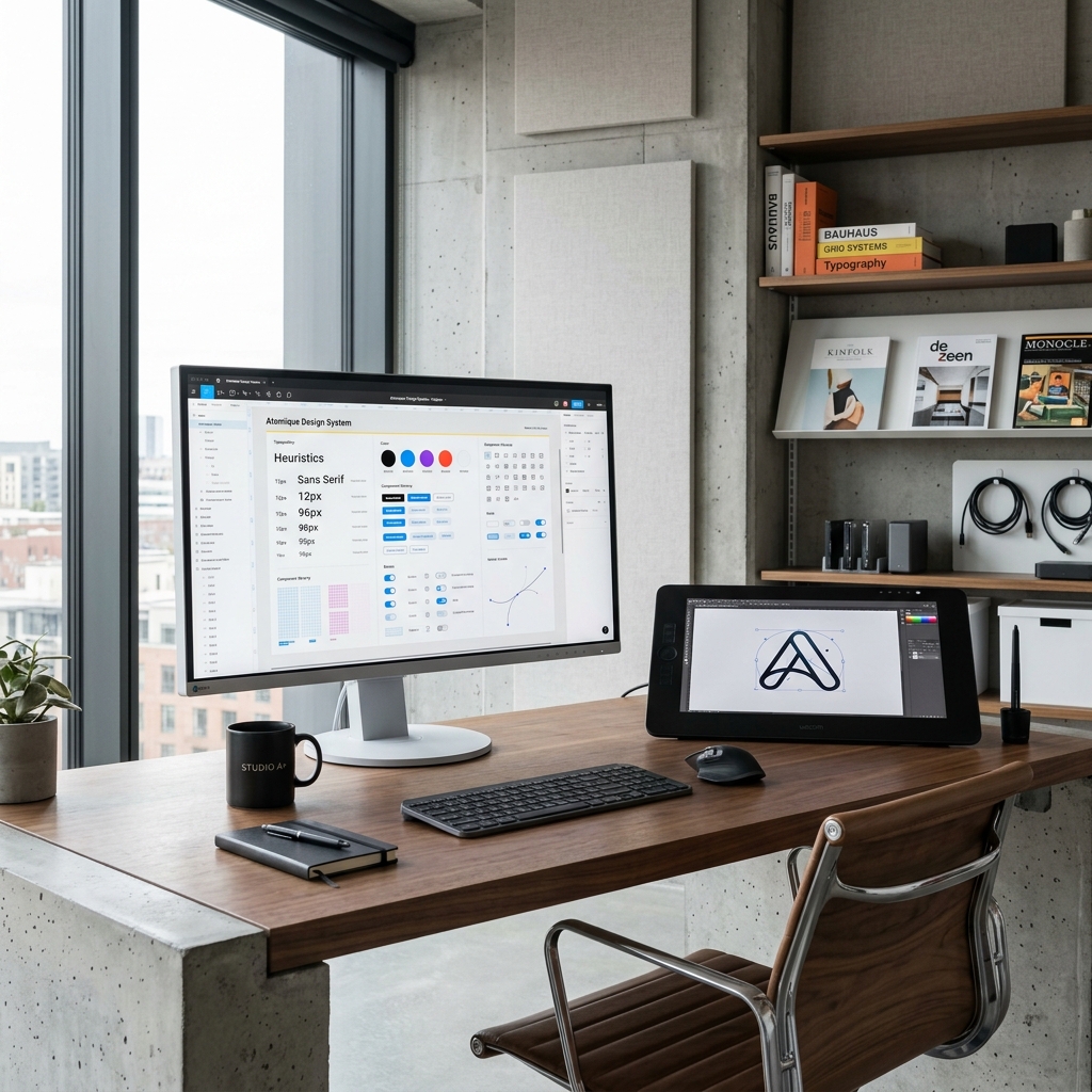 Modern digital product design studio and brand engineering workspace
